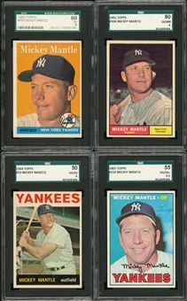 1958-1971 Topps and N.Y. Yankees Clinic Postcard Mickey Mantle Graded Collection (5 Different)
